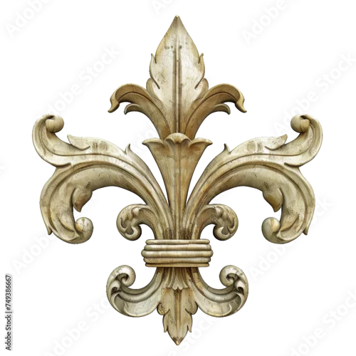 Fototapeta na wymiar Fleur de lis fabric motif, transparent background, isolated image, generative AI