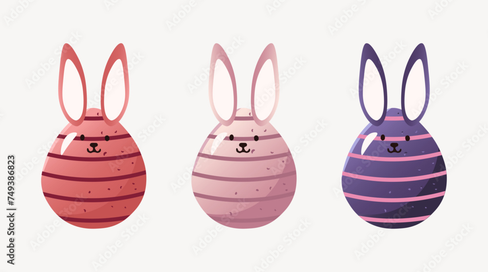 Fototapeta premium Easter eggs with cute bunny ears. Vector illustration