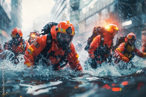Emergency rescue services provided by uniformed professionals. Generative Ai