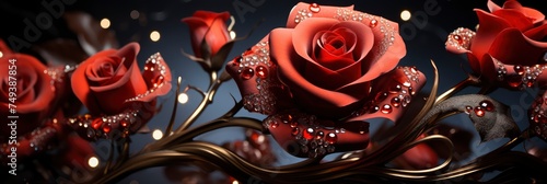 Natural Red Roses Background, with lights, light black and yellow, Background HD, Illustrations