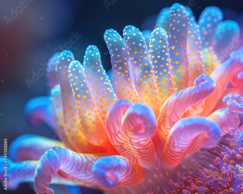 Vibrant Coral Undersea. Colorful Little Mermaid Explores the Beauty of Marine Biology Capturing the Richness of Underwater Life in Coral Reefs © Thares2020