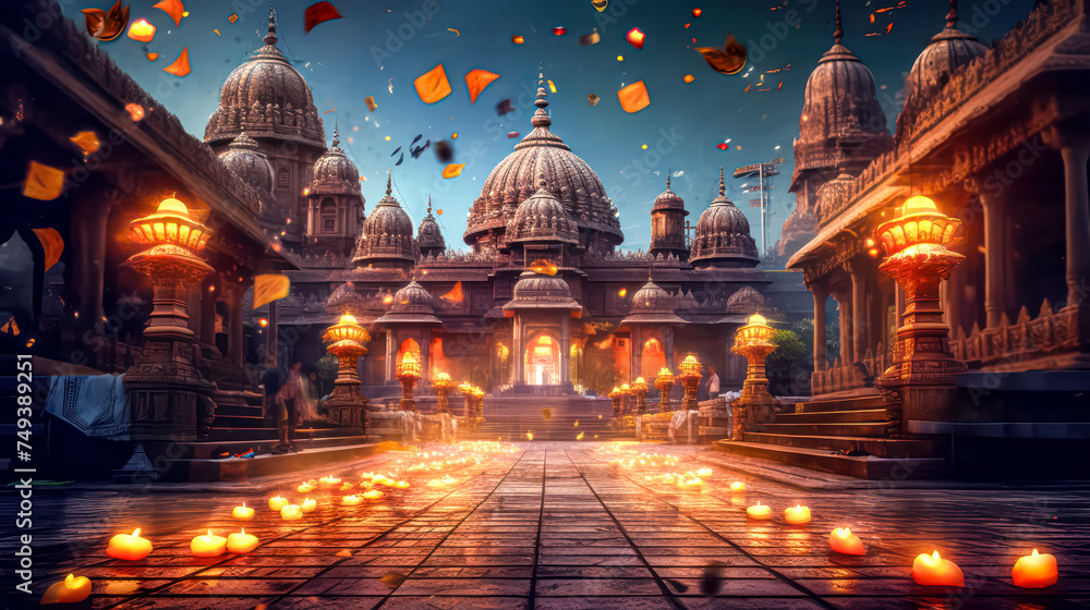 Embraced by the luminous glow of Diwali, the iconic Taj Mahal temple - obrazy, fototapety, plakaty 