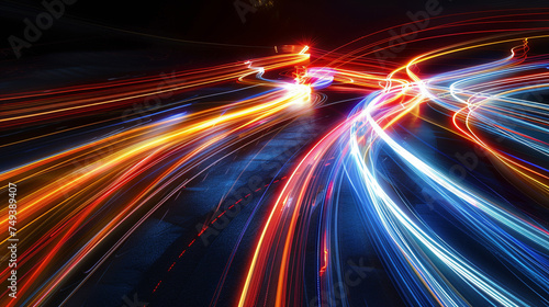 Vibrant Light Trails Abstract Background