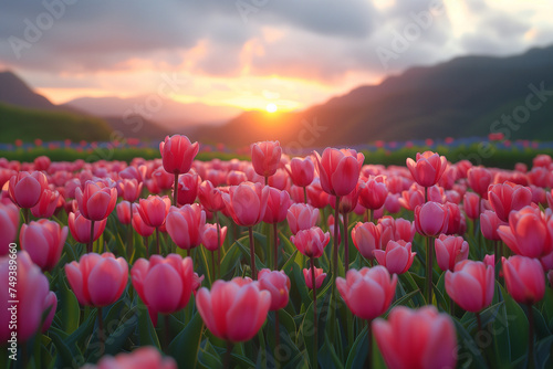 Tulips at sunset