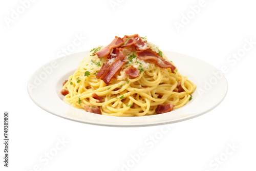 delicious spaghetti in dish isolated on white