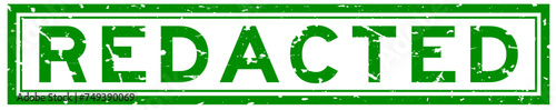 Grunge green redacted word square rubber seal stamp on white background