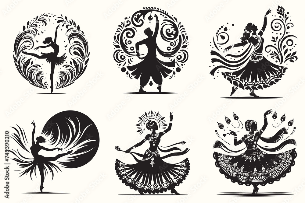 Dancer Silhouette Vector Illustration Bundle set Dancer Silhouette Vector Illustration Bundle set