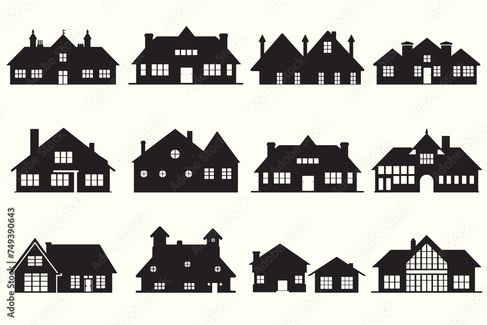 Home House Silhouette Vector Illustration set