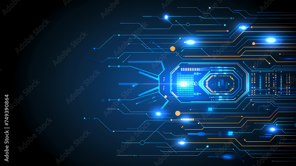 Obraz premium Intricate Circuit Board Design With Glowing Blue Elements