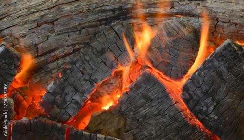 "Blazing Inferno: Charred Wood Texture Background"