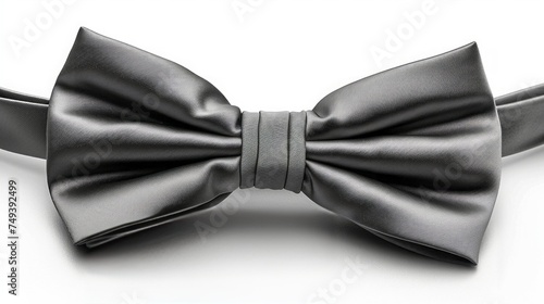 Silver color bow tie isolated on white background with clipping path