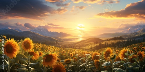a sunflowers in a field