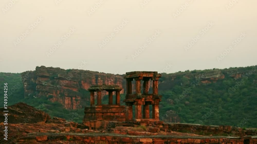 The remnants of pavilions(Open Mandapas) at Badami, Karnataka,India The remnants of pavilions(Open Mandapas) at Badami, Karnataka,India