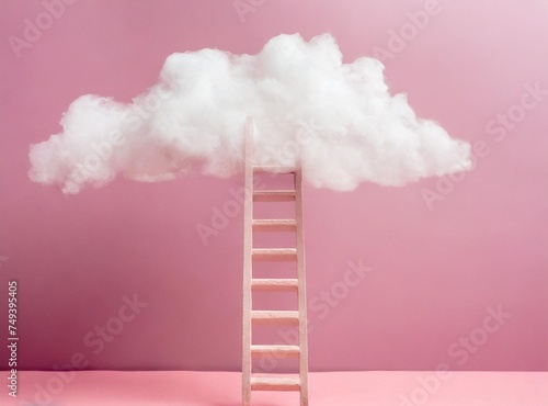 Stairs to the clouds. Creative concept about reaching dreams and goals.
