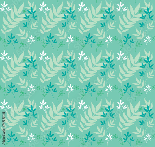 Turquoise Botanical Seamless Vector Pattern