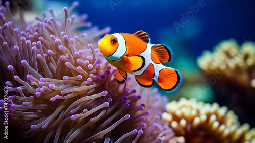 A clown anemonefish in colorful anemone © Elchin Abilov