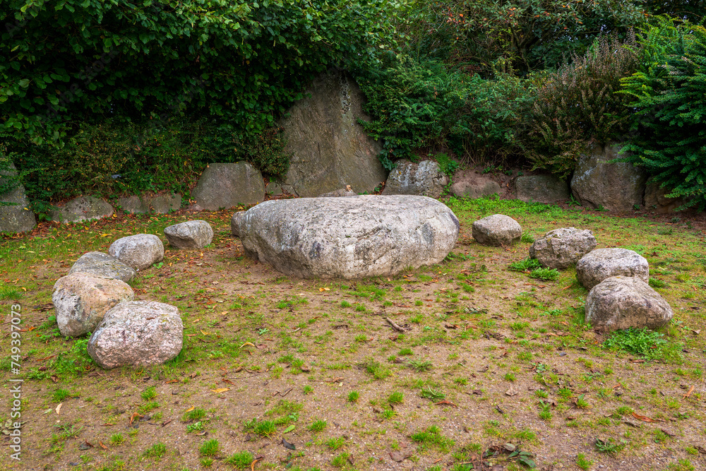 Thing from stone circle with large stone inside on the Baltic Sea, Germany. Thing from stone circle with large stone inside on the Baltic Sea, Germany.