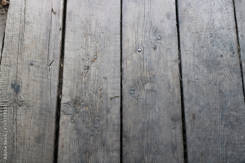 Fototapeta premium Grey wooden wall boards are long