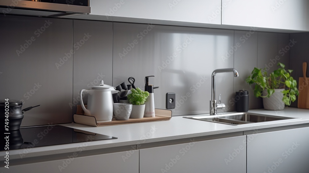 Modern style kitchen with light worktop Modern style kitchen with light worktop