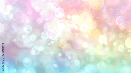 A dreamy background with soft bokeh in pastel rainbow hues, perfect for a subtle holographic effect. The image exudes a gentle sparkle and an ethereal glow.