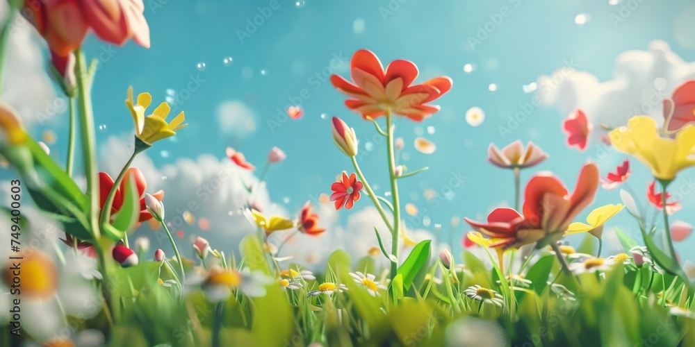 field of poppies, spring weather banner, poster, spring weather background, spring background