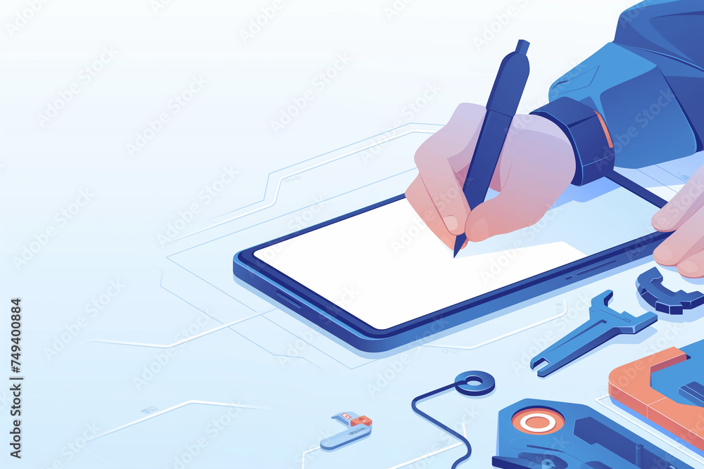 Hand drawing graph with pen for business report and financial success Hand drawing graph with pen for business report and financial success