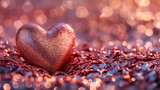 Shiny Bronze Heart on a Shiny Background