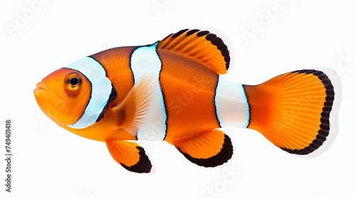 Tropical reef fish - Clownfish (Amphiprion ocellaris) - isolated on white background
