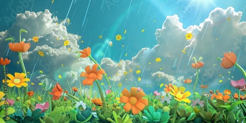 flowers in the grass, spring weather banner, poster, spring weather background, spring background © Muhammad Hammad Zia