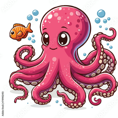 cute octopas vector on white background.