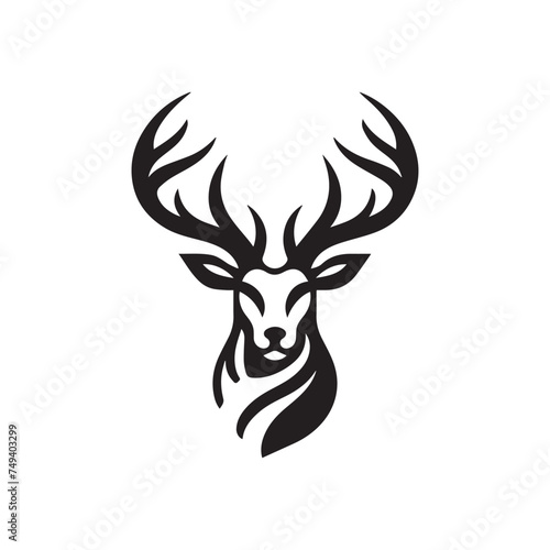 deer head silhouette vector | Deer black and white logo design 