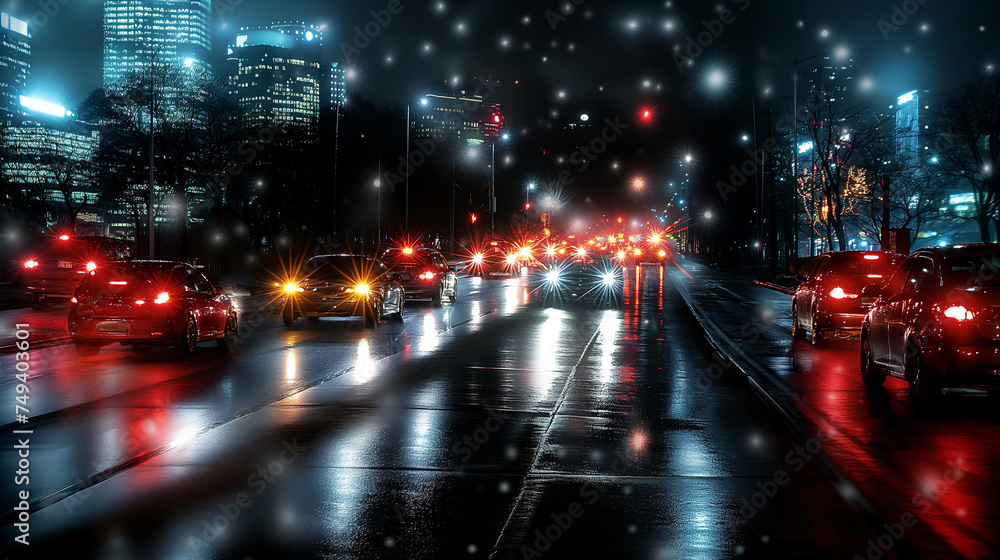 Highway in the city at the night