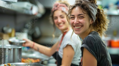 Volunteers pack and distribute food efficiently, donation center, helping disaster victims the poor and homeless.