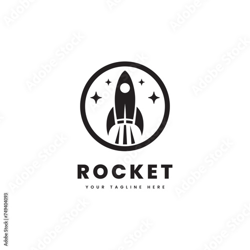 Rocket logo vector. Minimalist style rocket silhouette. Suitable for astronomy, space or science logos. © Dentma Art