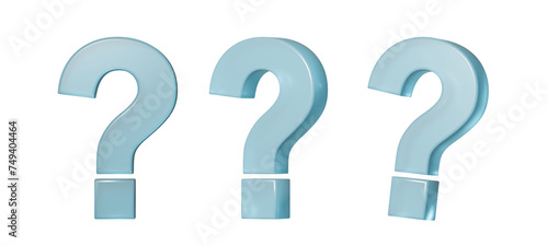 Light blue question mark shape cutout with different angle variations