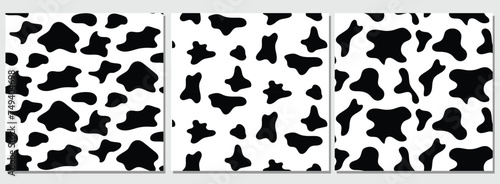 Set of cow texture pattern seamless isolated on white background. Vector Illustration