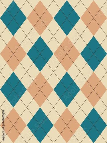 Argyle pattern. Pink , green Seamless geometric background for clothing, wrapping paper.