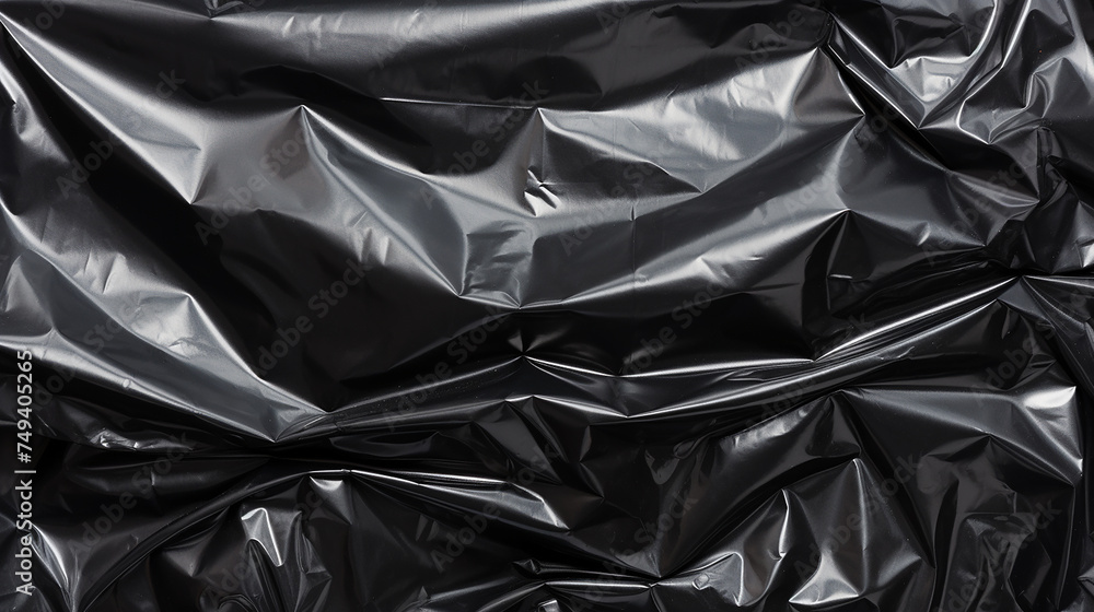 Black crumpled plastic bag texture. Abstract background and texture for design Black crumpled plastic bag texture. Abstract background and texture for design
