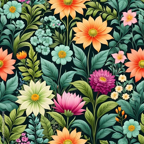 Floral and botanical textile pattern design ai generated