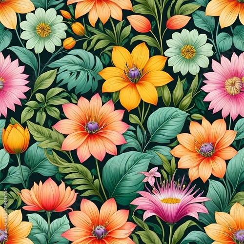 Floral and botanical textile pattern design ai generated