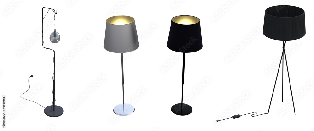 floor lamp isolated on white background, interior lighting, 3D illustration, cg render floor lamp isolated on white background, interior lighting, 3D illustration, cg render