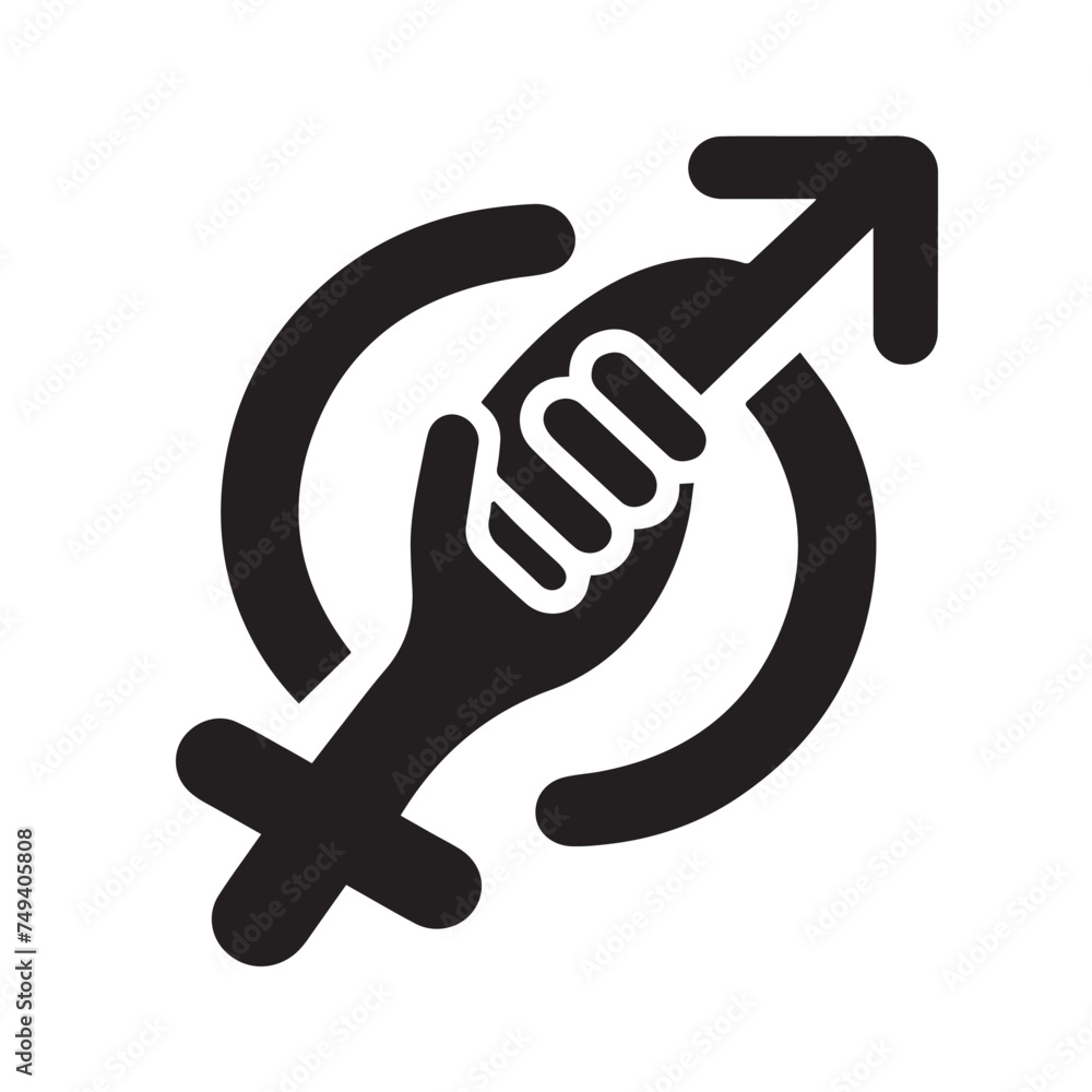 Gender equal sign vector icon. Men and women equal concept icon Gender equal sign vector icon. Men and women equal concept icon