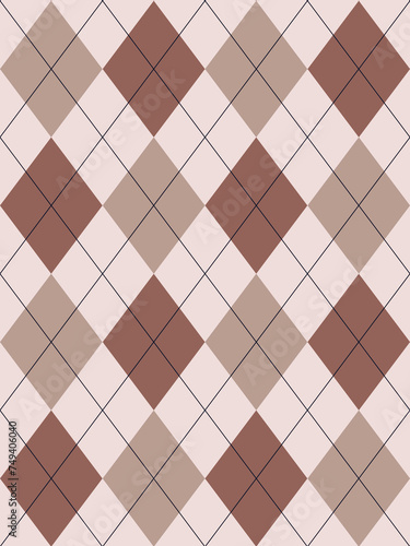 Argyle pattern.Brown Seamless geometric background for clothing, wrapping paper.