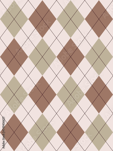 Argyle pattern.Brown. Seamless geometric background for clothing, wrapping paper.