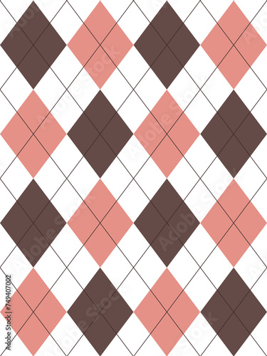Argyle pattern.Brown, pink. Seamless geometric background for clothing, wrapping paper.