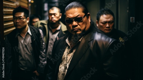 Cinematic Japanese mafia. Tokyo vice. Criminals in Japan and Tokyo. Gangsters, gangland, crime syndicates in Asia.
 photo