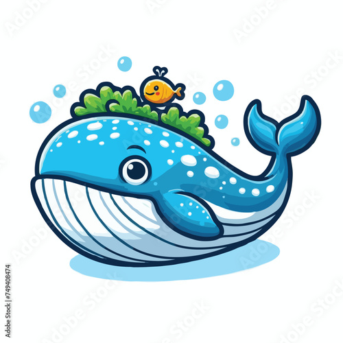 cute whale vactor on white background.