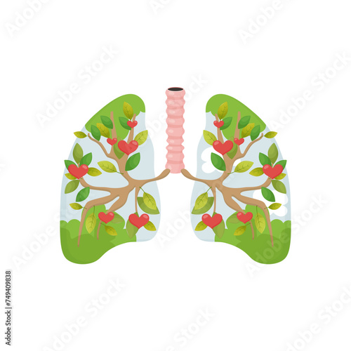 smoker's lungs, no tobacco day, giving up bad habits . lungs with green and with cigarette skulls