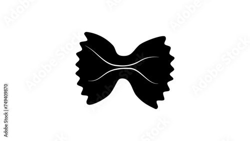 Small bow tie-shaped pasta, black isolated silhouette