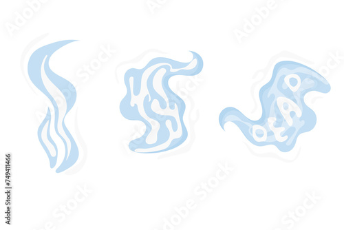 smoke, cigarette smoke with inscription, harmful vapors. Vector illustration on white background.